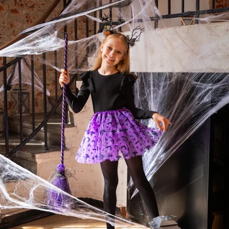 Halloween Lila Tyllkjol Med LED 30cm - Halloween Dekoration - Kalaslagret.se