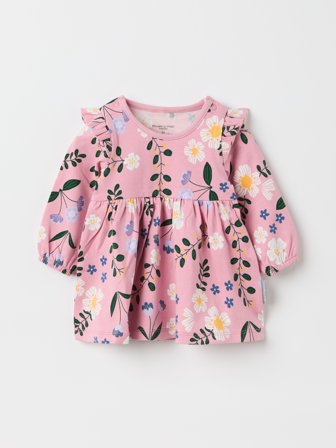 Polarn O. Pyret - Ruffle dress with small floral print - 56 - Childrenswear - pink