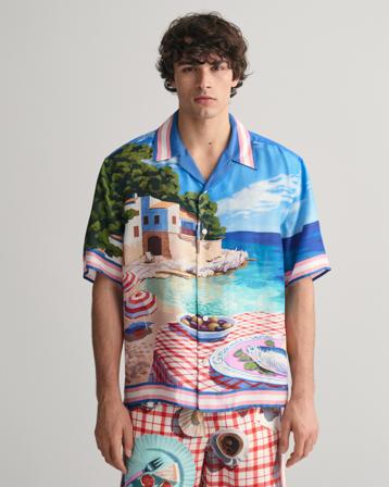 GANT Uomo - Camicia di seta con stampa Scenery relaxed fit - Taglia XXXL - - Uomo - Shirts