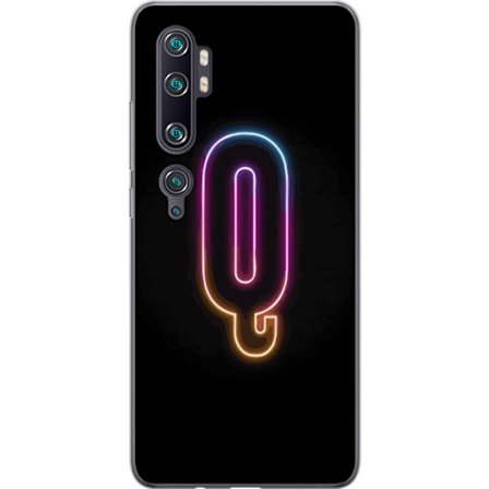 Yhteensopiva Puhelinkuori Xiaomi Xiaomi Mi Note 10 Pro Minimalistinen neonkirjain Q kirkkaissa väreissä tummaa taustaa vasten
