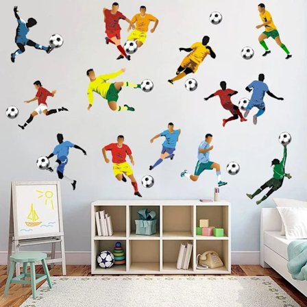 Fotballspiller Veggdekorasjoner, Fotball Veggdekor for Gutters Soverom Veggdekor, Sporty Fotball Vinyl Veggkunst for Barn
