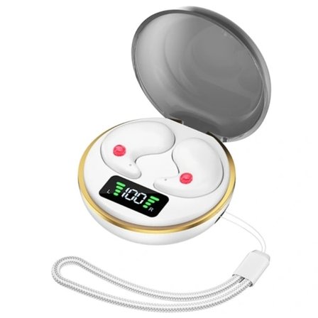 Trådlösa stereohörlurar med brusreducering, headset med mikrofon, 300mAh laddningsfodral, sov-hörlurar, vita White