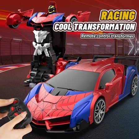 Transformer Fjernkontrollbil 2.4Ghz, Transformer Bilrobot Ett-klikks Transformasjon 360° Rotasjonsgrad, Perfekt Gave til Barn, Jul[YJD]