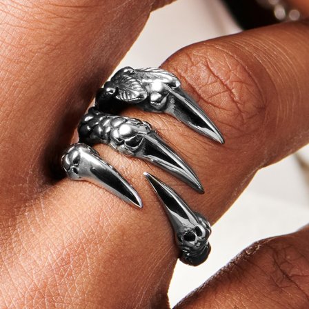 Bague "La Griffe de Dragon" argentée pour hommes - Bagues en acier - pour Hommes - Moody Mason