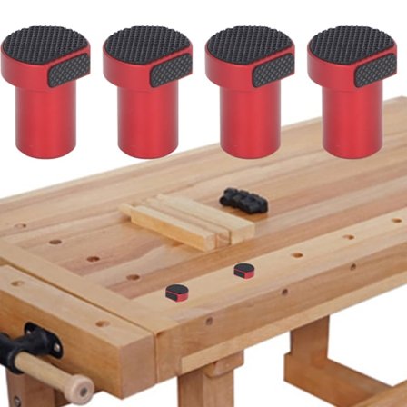 4 stk. Bænkhunde klemmer i aluminiumslegering med skridsikre puder 19 mm 3/4 tommer arbejdsbord hund træbearbejdning hul tilbehør rød