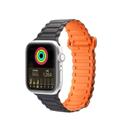 Dux Ducis Apple Watch SE hihna (panssariversio) 41/40/38 mm silikoni magneettiranneke musta/oranssi