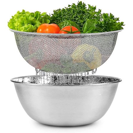 24cm si med rustfrit stålskål, 2 i 1 afløbskurv si