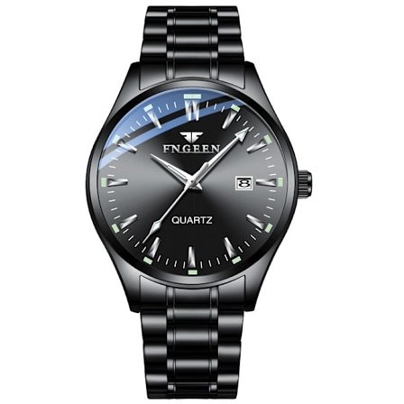 Herre Business Quartz Ur, Analog Vandtæt Lysende Dato Casual Armbåndsur B-Sort
