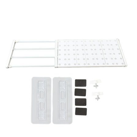 Justerbar hylde til spænding, pladsbesparende, udtrækkelig skillevæg til skab, skoskab, skab, længde 73-125 cm/28,7-49,2 tommer