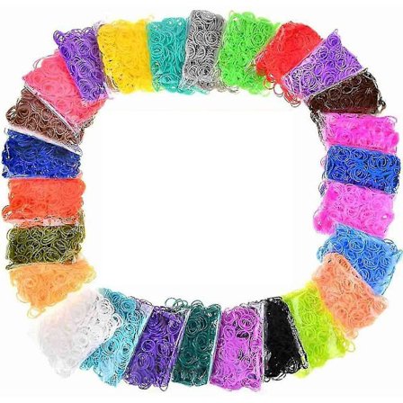 Gummistrikk Refill Kit, 12730+ Premium Loom Strikk i 26 Farger Med 500 Klips, 6 Kroker