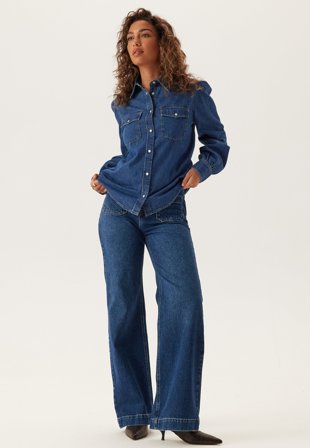 GANT-Reg Puff Sleeve Denim Shirt-36