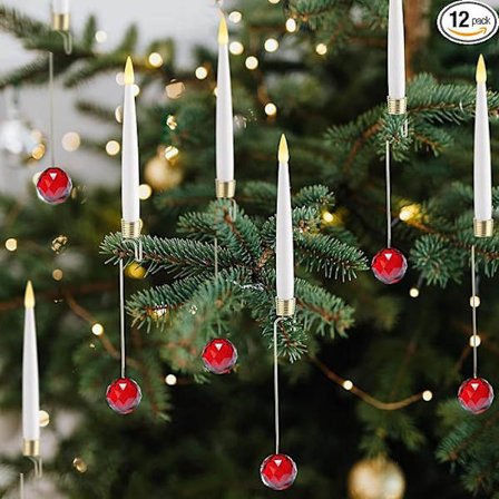 2025 LED-lys for jul | Hengende juletrepynt}Rød krystallkule, størrelse 12 stk Rød krystallkule