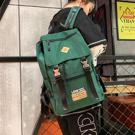 Kvinner jente ryggsekk skulderveske skolesekk Koreansk stil Trendy ungdomsskoleveske Outdoor Travel Leisure Green