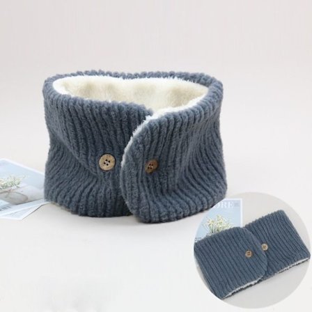 Termisk Halsvärmare Plyschscarf MÖRKBLÅ 1 1 Mörkblå 1-1_YF