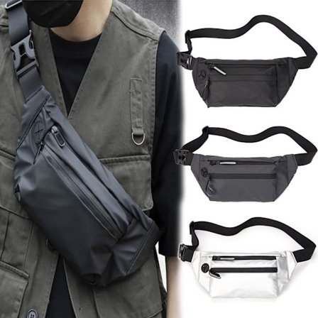 Midjebälte Pack Bum Bag Bröstpåse Sport Crossbody Bag SVART