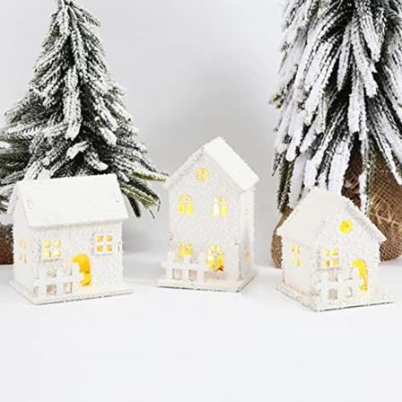 Julepynt Batteridrevet LED Figurer Bygginger Rom Tregave Juledekorasjonssett white