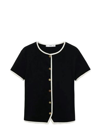 Mango | Cotton T-Shirt With Contrasting Trim | M