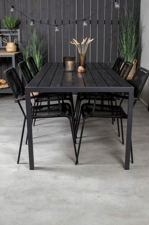 Venture Home - Bliss spisebord og 6 Levis spisestoler - Svart - Spisegrupper - Fra Homeroom