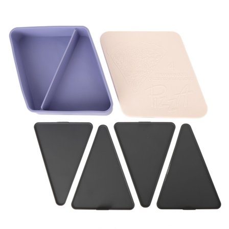 Silikone Pizza Opbevaringsboks Firkantet Form Opvarmelig Genanvendelig Beholder Lys Lilla Pink Låg til Picnics