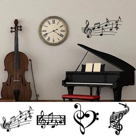 Vægdekoration med kunstnerisk metalmusiknote, glat overflade, elegant vægdekoration til hjemmet og fester A