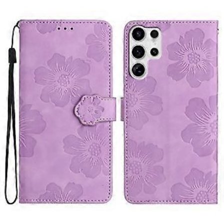 Til Samsung Galaxy S25 Ultra Etui Blomsterdesign Læder Wallet Telefon Cover med Håndledsrem (Style B)