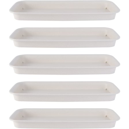 5 stk. rektangulær plantefat i plast, plantebrett, dryppbrett i plast, hagebrett, balkonghage, sukkulente plantepotter, verktøy