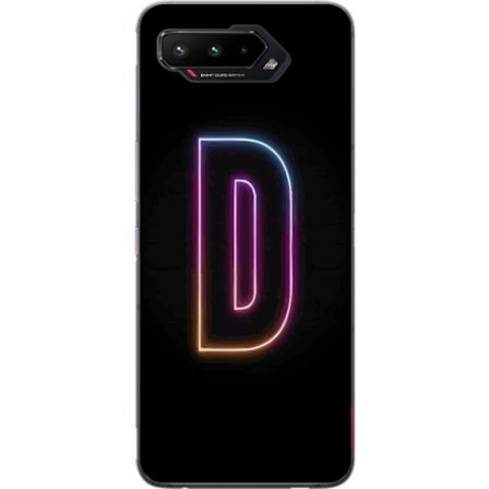 Kompatibelt Mobildeksel til Asus Asus ROG Phone 5 Minimalistisk neonbokstav D i fargeskiftende lys mot svart bakgrunn i moderne digital design