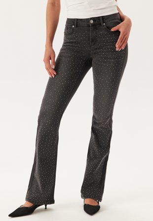 ONLY - Onlwauw Mw Ank Sparkle Flared - Washed Black - Kläder - - Bubbleroom