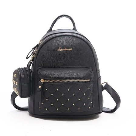 Fritidsrygsæk »Rygsæk til kvinder elegant lille læderrygsæk - nitter lille rygsæk