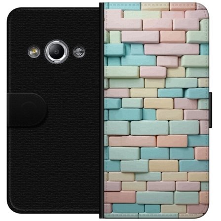 Kompatibelt Lommeboketui til Samsung Galaxy Xcover 3 Pastellfarget murvegg i myke toner, dekorativt mønster i rosa, mint, lyseblått og beige.