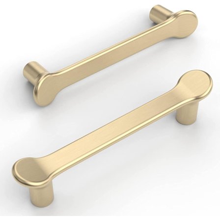 10 skaphåndtak i børstet messing, kjøkkenmøbelhåndtak, 96 mm senteravstand, sinklegering, kjøkkendørhåndtak for