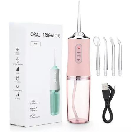 Oral IrrigatorVattentråd USB Dental Vattentråd 4 Jet Tip 220Ml 3 Lägen Rosa