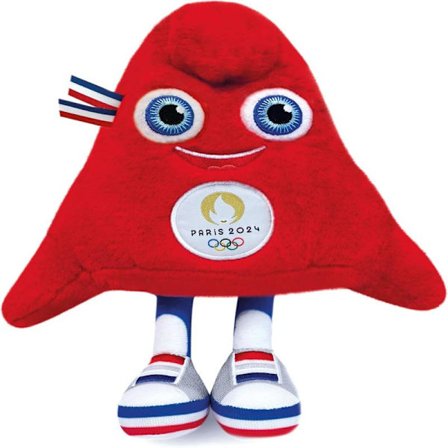 (A) Mjuk leksak 23 cm i påse - Officiell maskot för de olympiska spelen i Paris 2024 - Röd frygisk mössa [YD]