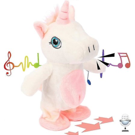 Talende enhjørning gentager hvad du siger Gående Elektrisk Interaktivt Animeret Legetøj Talende Plys Ven Gave til Småbørn Fødselsdag, 24 cm '