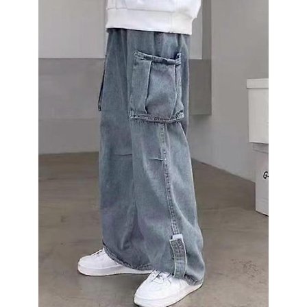 Denimbyxor Herr Jeans Denim Cargobyxor Baggy Vida Ben Jeans Casual Höst Vinter Koreansk Streetwear Hip Hop Cowboy-WELLNGS