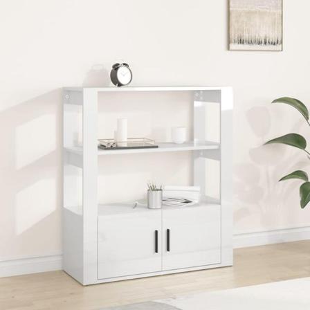 Vidaxl Förvaringsskåp Vit Högglans 80x30x90 Cm Konstruerat Trä Vit