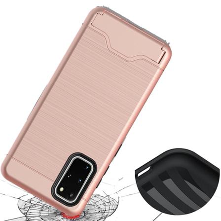 Effektfullt Jensen Skal med Kortfack - Samsung Galaxy S20 Plus Roséguld