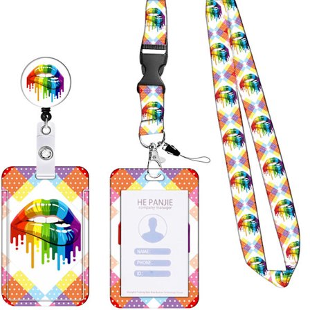 Regnbue Retractable Lanyard med ID-kortholder, Bohemian Rainbow