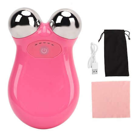 Mikroström Ansiktsanordning Skrynkborttagning Skulpterverktyg 5 Massageläge Huduppstramning Roller Machine Rosa