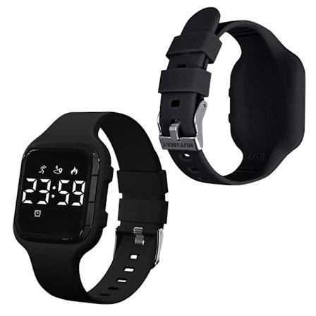 Skrittellerklokke uten app/telefon, IP68 vanntett digital klokke