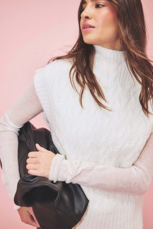 NA-KD Kabelstickad väst - Stickade västar - Vit - M (EU 38-40)