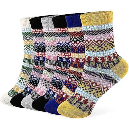 6 par varme ull bomullssokker Uformelle pustende vintersokker - Perfet