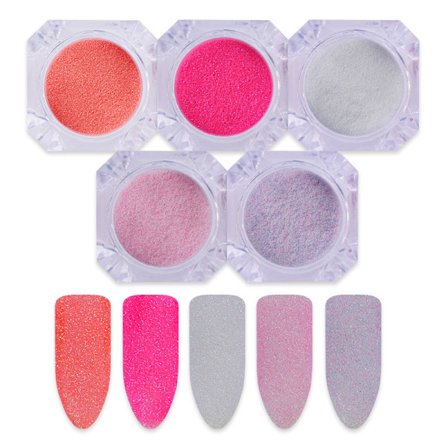 Nail glitter mix - Pink, lilla, hvid