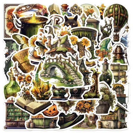 50 st Magic Witch Wizard Theme Kittel Potion Scrapbook Graffiti Harry Stickers