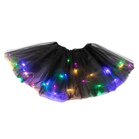 Klänning 3-lagers Mesh Tyll Princess Dress med LED-lampor Black