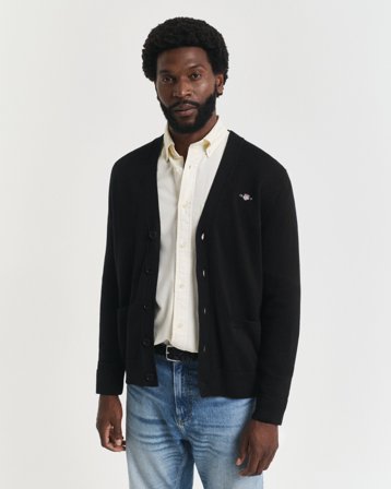 GANT Herren Casual Cotton Strickjacke (S) Schwarz