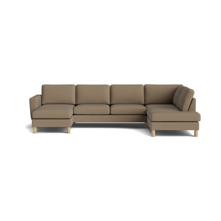 Haven U-sofa, venstrevendt - Aurora Mørk Beige - Komfortabel hjørnesofa med chaiselong - 327x206x86cm - Perfekt til afslapning i stuen