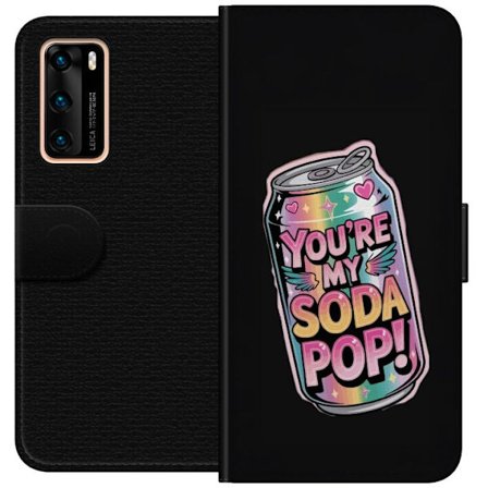 Huawei P40 Lompakkokotelo Olet minun Soda Pop kawaii pastelli sateenkaari sydämet kimalteleva tölkki