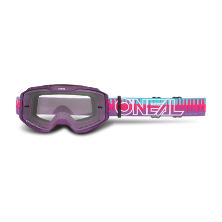 O'Neal B-10 Striped MX Goggles - Clear Pink