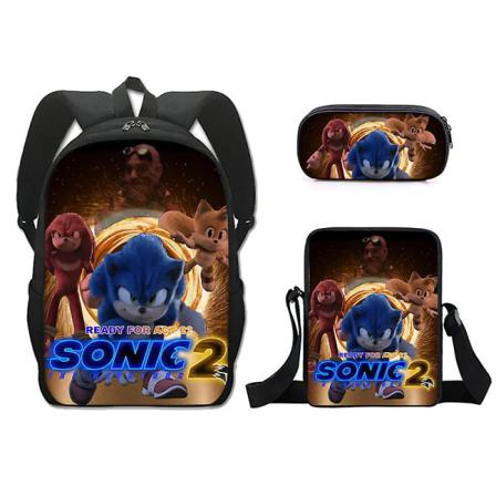 Sonic The Hedgehog Skolväska 3st Anime Tecknad Skolväska